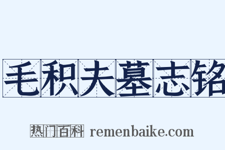 毛积夫墓志铭是什么意思的图片